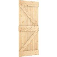 Berkfield Home Sliding Door with Hardware Set 85x210 cm Solid Wood Pine in Natural