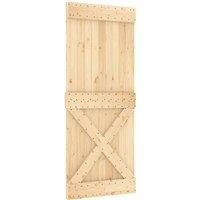 Berkfield Home Sliding Door with Hardware Set 85x210 cm Solid Wood Pine in Light Tan