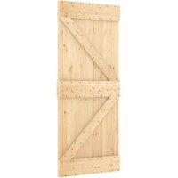 Berkfield Home Sliding Door with Hardware Set 85x210 cm Solid Wood Pine in Light Tan