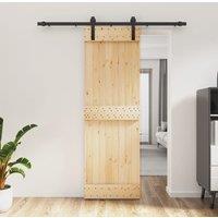 Berkfield Home Sliding Door with Hardware Set 70x210 cm Solid Wood Pine in Brown