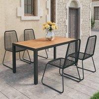 Berkfield Home 5 Piece Garden Dining Set PVC Rattan Black & Brown