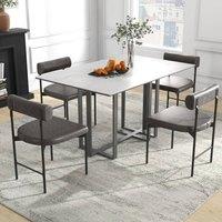 EONLION Dining Chair Set of 2 Faux Leather Upholstered Kitchen in Dark Grey | Size: 100 cm