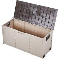 NESTLUNE Waterproof Plastic Outdoor Patio Garden Utility Storage Box in Beige | Size: 100 cm x 15 cm
