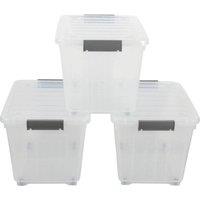 SPETLEK 44L Storage Boxes with Wheels Pack of 3 in Clear | Size: 500mm