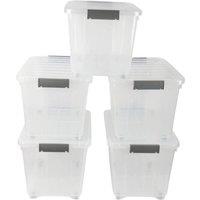 SPETLEK 44L Storage Boxes with Wheels Pack of 5 in Clear | Size: Large