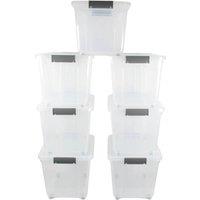 SPETLEK 44L Storage Boxes with Wheels Pack of 7 in Clear | Size: Large