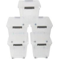 SPETLEK 16L Storage Boxes with Wheels Pack of 5 in Clear | Size: Large