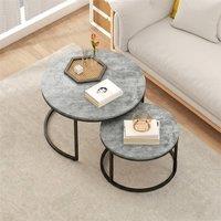 EONLION Cement Grey 2 Pcs Stacking Coffee Table Set | Size: 100 cm