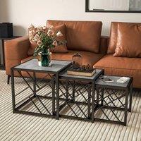 EONLION Set of 3 Nesting Coffee Tables Square Side Tables in Grey | Size: 100 cm