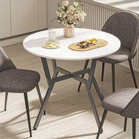 EONLION White Dining Table with Round Top | Size: 100 cm