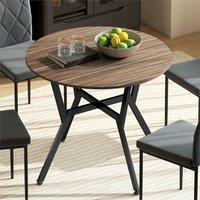EONLION Brown Dining Table with Round Top | Size: 100 cm