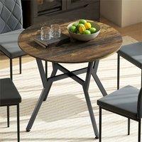 EONLION Rustic Brown Dining Table with Round Top | Size: 100 cm