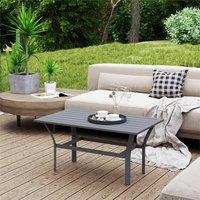 EONLION Dark Grey Outdoor Side Table with Slatted Tabletop | Size: 100 cm