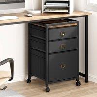 VOGREX 3 Drawer File Cabinet Vertical Filing Office Chest in Black