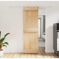 Berkfield Home Sliding Door with Hardware Set 70x210 cm Solid Wood Pine in Brown