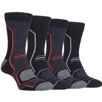 SOCKSHOP Storm Bloc Men's 4 Pack Cushioned Anti Blister Hiking Socks in Black | Size: 6-11