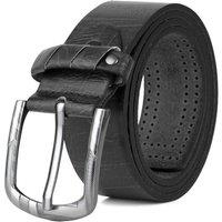 Woodland Leathers Men's Mens Jeans Belt, Vintage Effect 1.5 Distressed Leather Belt in Black | Size: 2XL