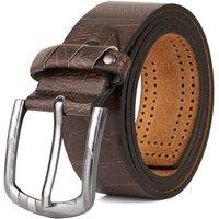 Woodland Leathers Men's Mens Jeans Belt, Vintage Effect 1.5 Distressed Leather Belt in Brown | Size: Large