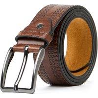 Woodland Leathers Men's Leather Lined 1.5 Belt, Decorative Pattern in Brown | Size: XL