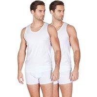 Haigman Men's Men's 2 Pack Cotton Stretch Sleeveless Vests in White | Size: Large