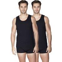 Haigman Men's Men's 2 Pack Cotton Stretch Sleeveless Vests in Black | Size: Medium