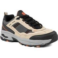 Pavers Men's Extra Wide Leather Memory Foam Lace Up Trainers in Beige | Size: 10