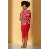 Klass. Women's Embellished Pull On Cropped Trousers in Red | Size: 22