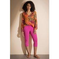 Klass. Women's Embellished Pull On Cropped Trousers in Pink | Size: 18