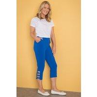 Anna Rose Women's Eyelet Trim Cropped Trousers in Cobalt | Size: 20
