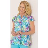 Anna Rose Women's Leaf Print Short Sleeve Blouse in White | Size: 10