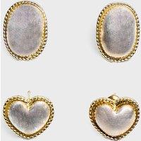 Public Desire Women's Two Pack of Oval & Heart Earrings in Gold & Pearl