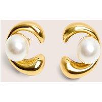 Public Desire Women's Gold Plated Pearl Abstract Shape Earrings