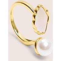 Public Desire Women's Adjustable Pearl Ring in Gold