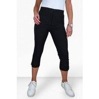 Paulo Due Women's Cropped Capri Stretch Trousers in Black | Size: 18