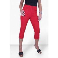 Paulo Due Women's Cropped Capri Stretch Trousers in Red | Size: 16