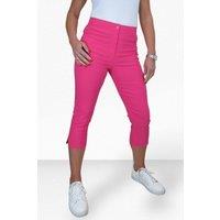 Paulo Due Women's Cropped Capri Stretch Trousers in Bright Pink | Size: 14