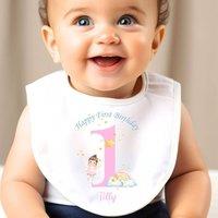Aye Do Gifts Women's Personalised Rainbow Fairy Baby Outfit - Bib in White