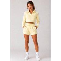 STYLEWISE Women's 2 Pack Side Stripe Top & Drawstring Shorts Set - Fleece - Co-ord - Loungewear Set in Yellow | Size: XS