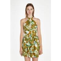 Shnoo Women's Cross-Over-Halter-Neck Mini-Dress in Green | Size: 14