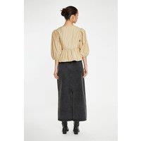 Shnoo Women's Tie Front Top in Beige | Size: 12