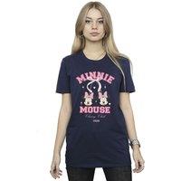 Disney Women's Cherry Club Minnie Mouse Cotton Boyfriend T-Shirt in Navy | Size: 5XL