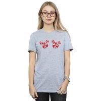 Disney Women's Mickey Mouse Candies Cotton Boyfriend T-Shirt in Grey | Size: Medium