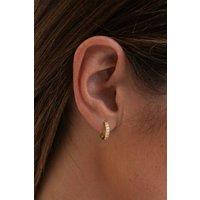 Serla Women's Gold Plated Diamond Tennis Hoop Earrings