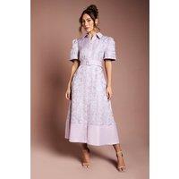 Coast Women's Short Sleeve Shirt Jacquard Midi Dress in Lilac | Size: 12