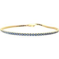 Harfi Women's Blue Topaz December Birthstone Dainty Tennis Bracelet in Gold | Size: 7 inches