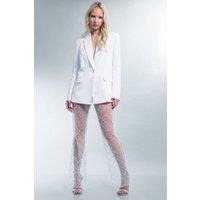 Public Desire Women's Sheer Embellished Flared Trousers White | Size: 8