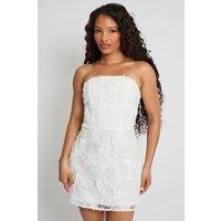 Public Desire Women's Lace Up Corset Bodice Textured White Mini Dress | Size: 10