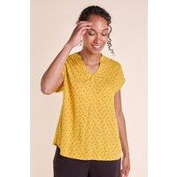 Nomads Clothing Women's Womens V Neck Short Sleeve Printed Top in Aqua | Size: 18