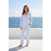 The Night Store Women's Seaside Modal Pyjama Trouser Set in Baby Blue | Size: 18-20
