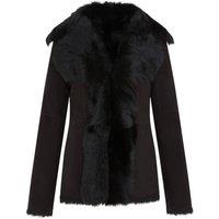 Infinity Leather Women's Sheepskin Toscana Shearling Suede Leather Jacket - Noir in Black | Size: 12